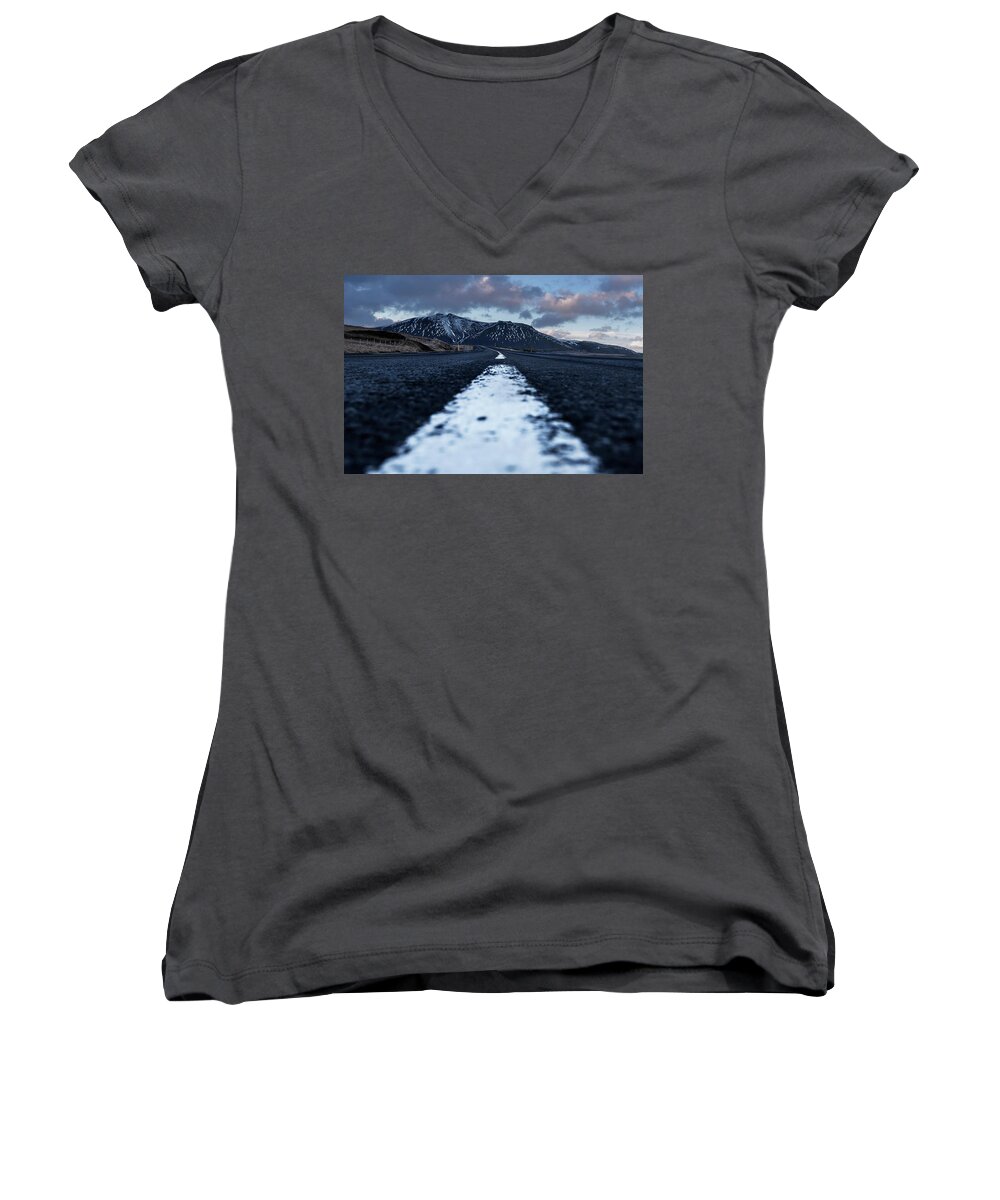 Landscape Women's V-Neck featuring the photograph Mountains in Iceland by Pradeep Raja Prints