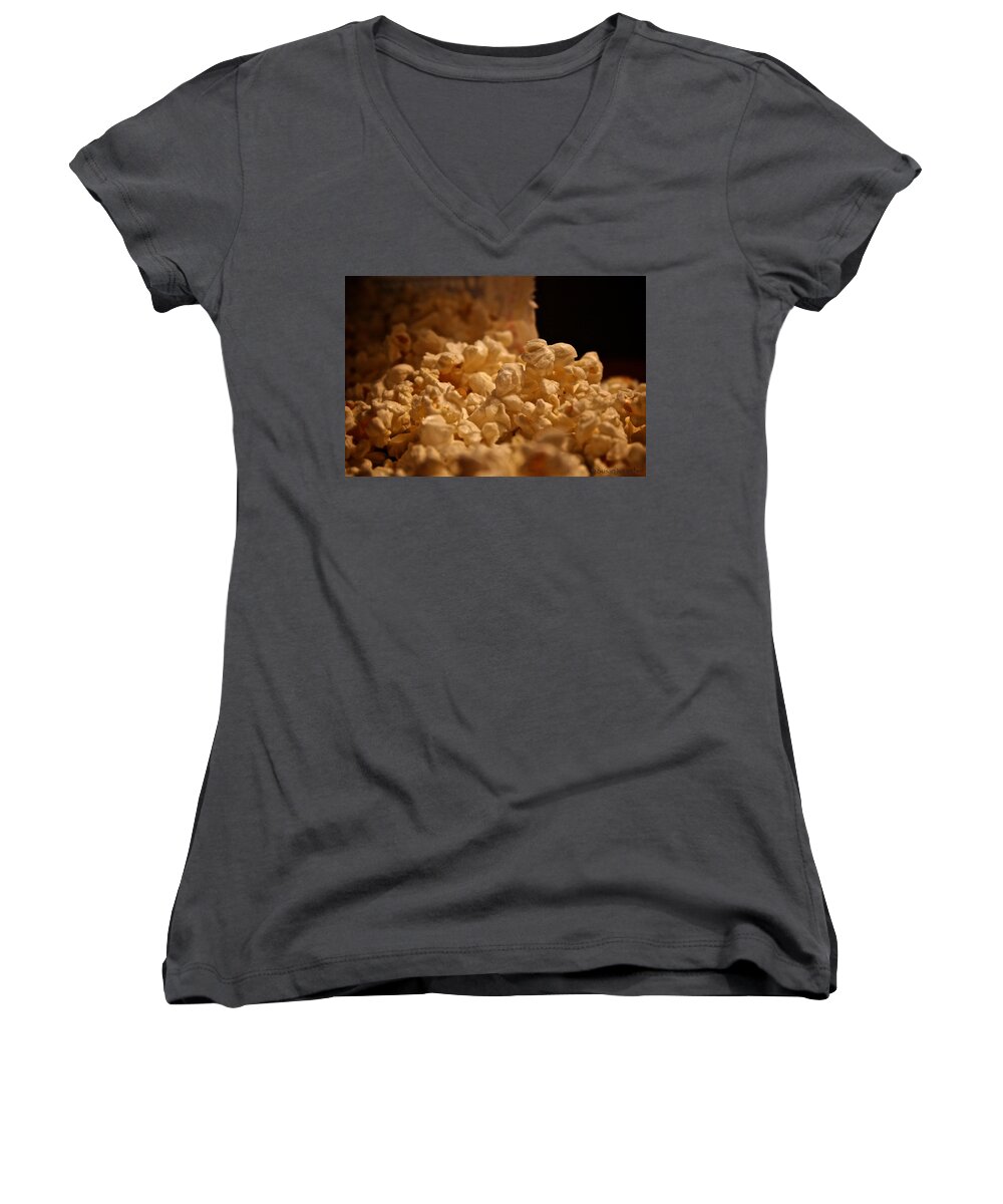 Cinema Women's V-Neck featuring the photograph Movie Night by Susan Herber