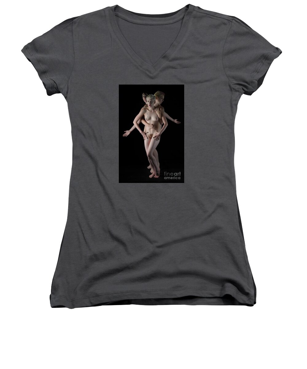 Artistic Photographs Women's V-Neck featuring the photograph Multiple personalities by Robert WK Clark