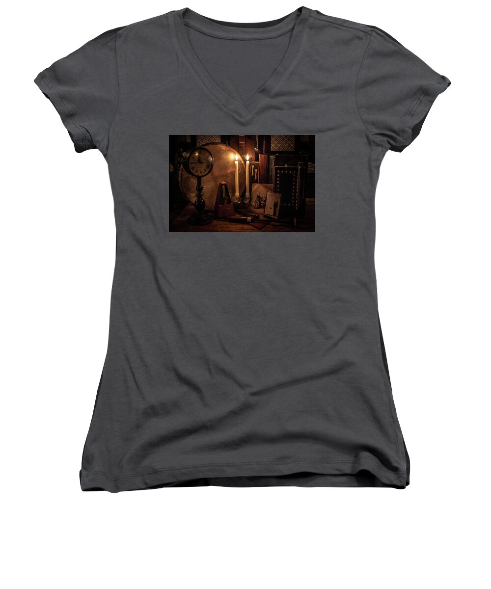 Still Life Women's V-Neck featuring the photograph Music by Kristy Creighton