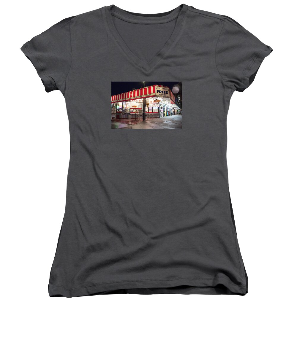 Photograph Women's V-Neck featuring the photograph Myrtle Beach Fries by Suzanne Gaff