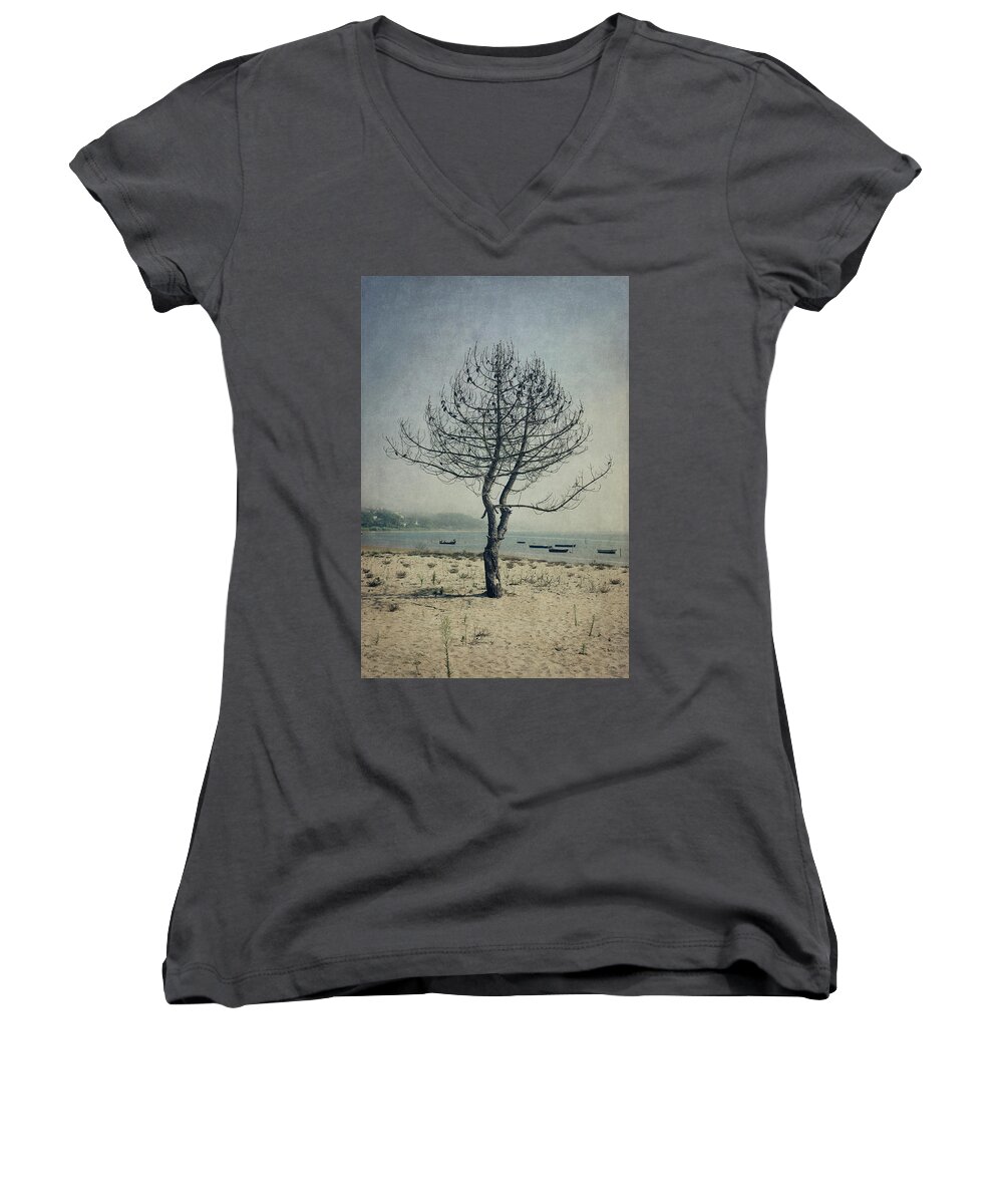 Beach Women's V-Neck featuring the photograph Naked Tree by Marco Oliveira