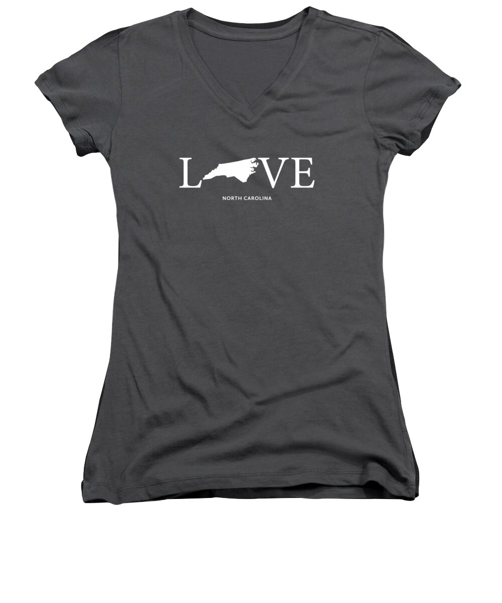 North Carolina Women's V-Neck featuring the mixed media NC Love by Nancy Ingersoll