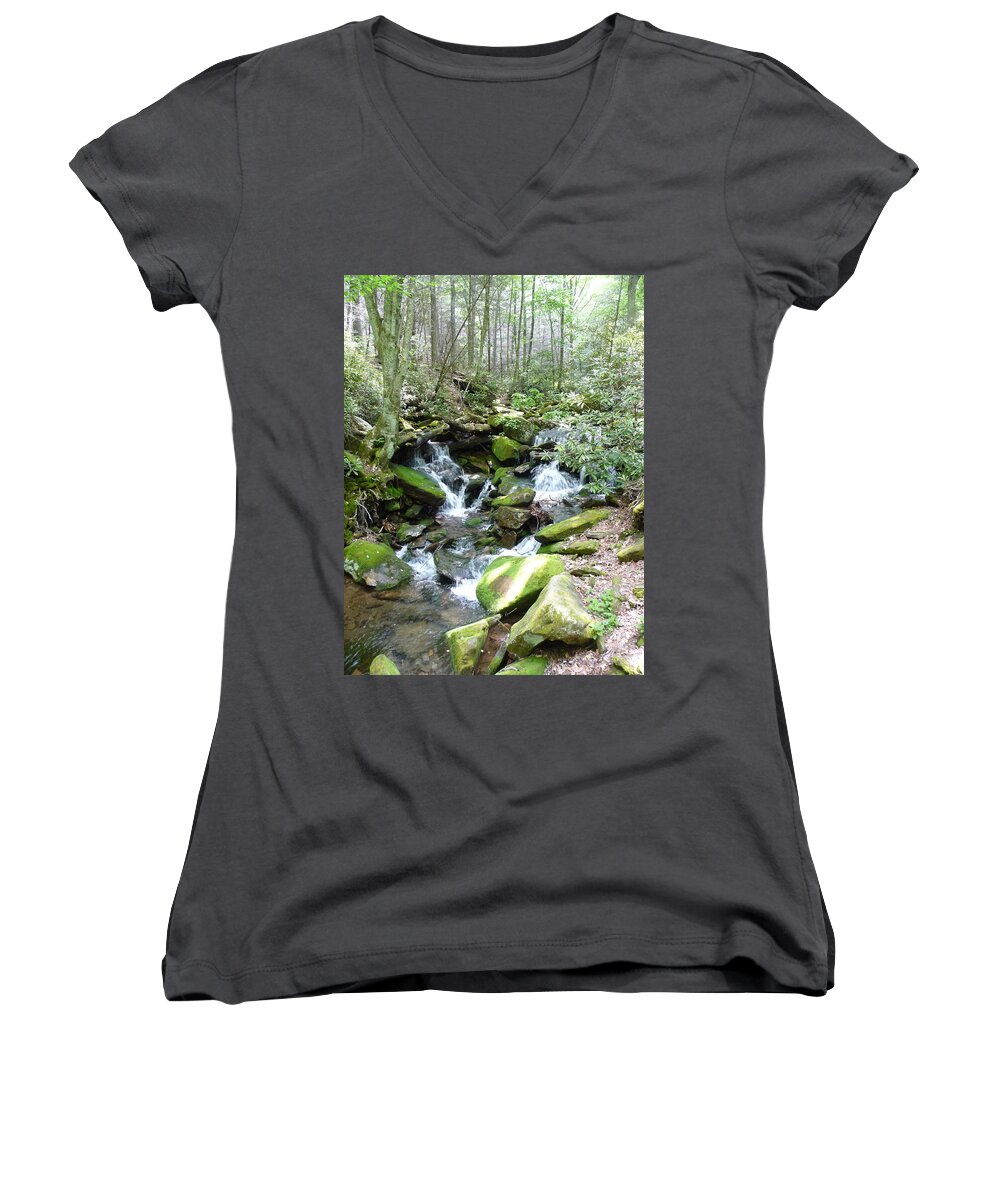 Nc Forests Women's V-Neck featuring the photograph Near the Grotto by Joel Deutsch