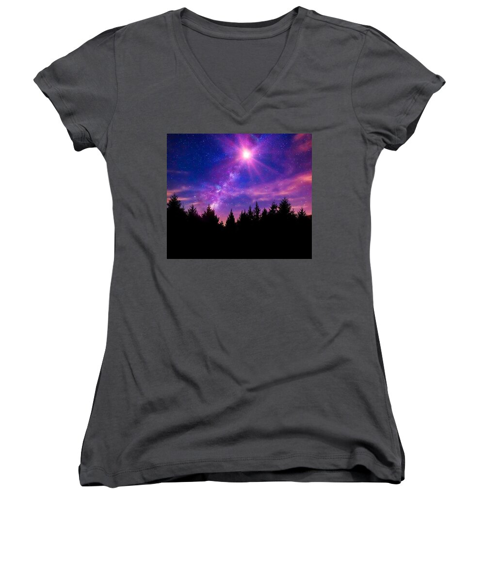 #nebulagalaxy #boymum #crafts #artsandcrafts #colourful #colour #bright #diy #galaxypainting #galaxyart #artwork #acrylicpainting #acrylicpaint #galaxy #art #selftaughtartist #artist #painting #secondpainting #planets #universe #breathtaking #summertime #amazing #beautiful #hairstyles #star Women's V-Neck featuring the photograph Nebula by Tania Oliver