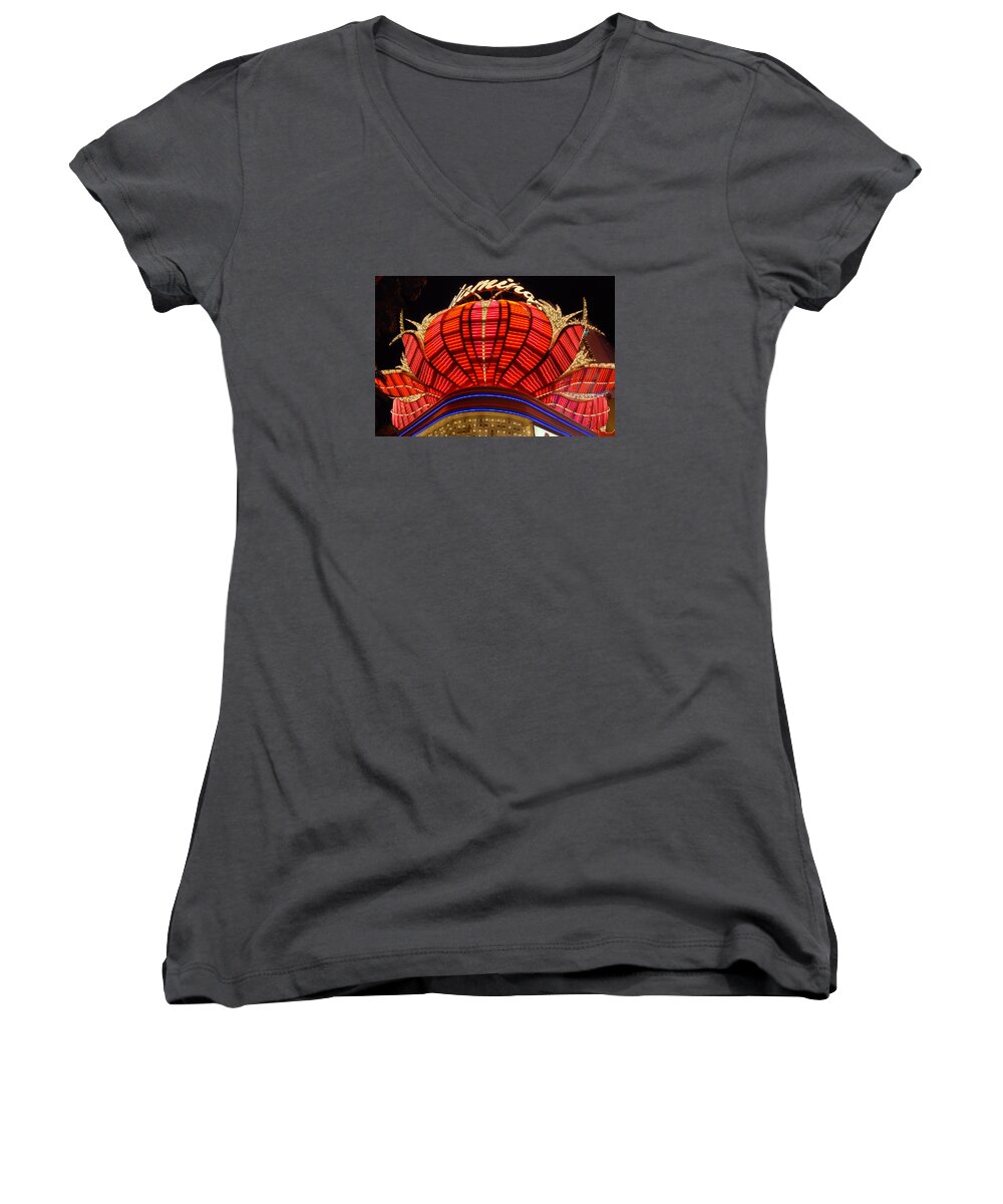 Neon Women's V-Neck featuring the photograph Neon The Flamingo by John Schneider