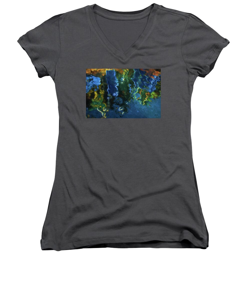 Abstract Women's V-Neck featuring the photograph New Bedford Waterfront III by David Gordon