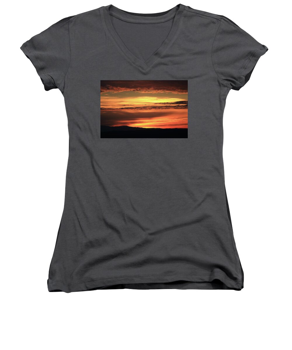 Sunrise Women's V-Neck featuring the photograph New Mexico Sunrise by David Diaz