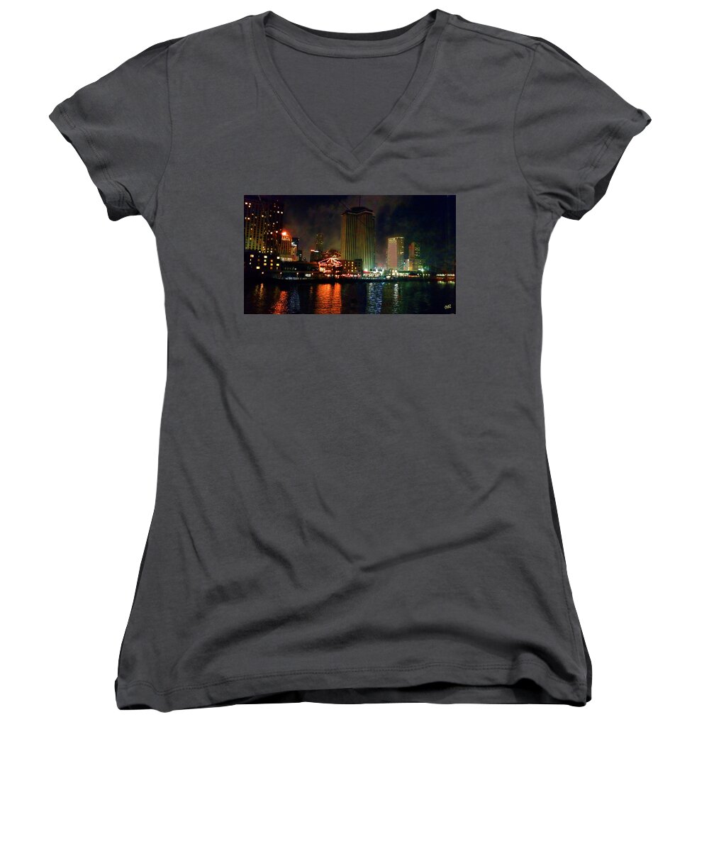 New Orleans Women's V-Neck featuring the photograph New Orleans Waterfront by CHAZ Daugherty