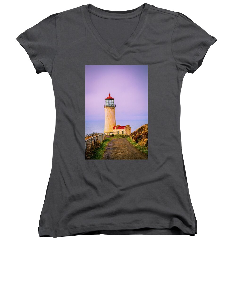 North Head Women's V-Neck featuring the photograph North Head Lighthouse by Bryan Carter