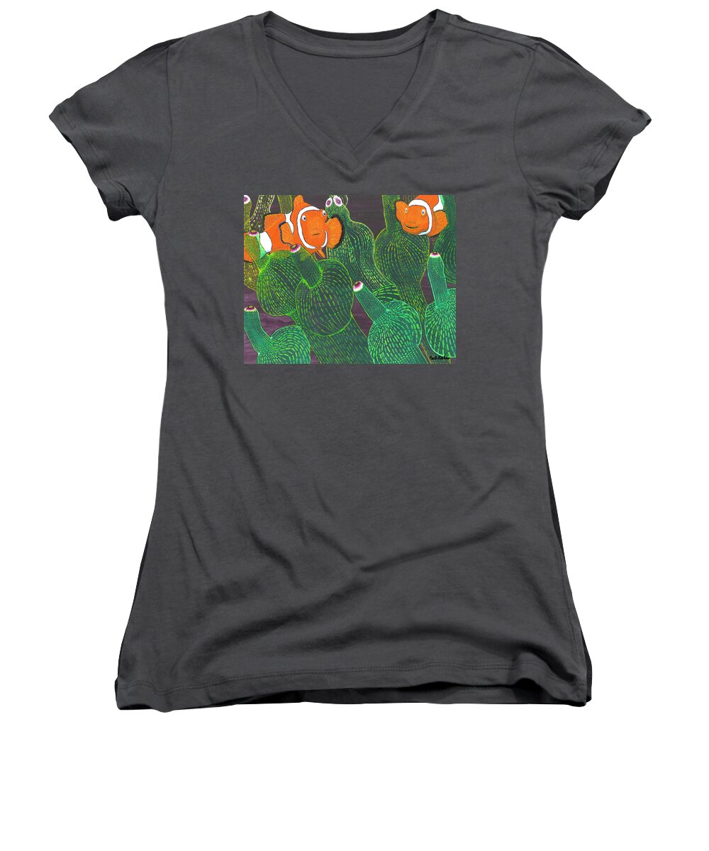 Clown Fish Women's V-Neck featuring the painting November by Paul Fields