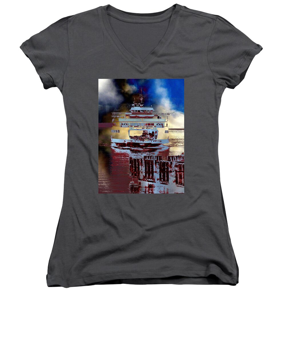 Seattle Women's V-Neck featuring the photograph Now Arriving by Tim Allen