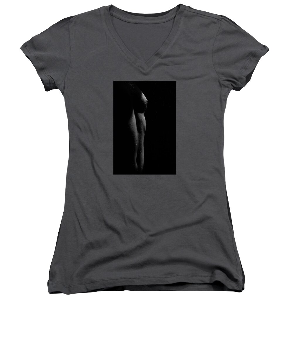 Figure Women's V-Neck featuring the photograph Nude and water by Michael McGowan