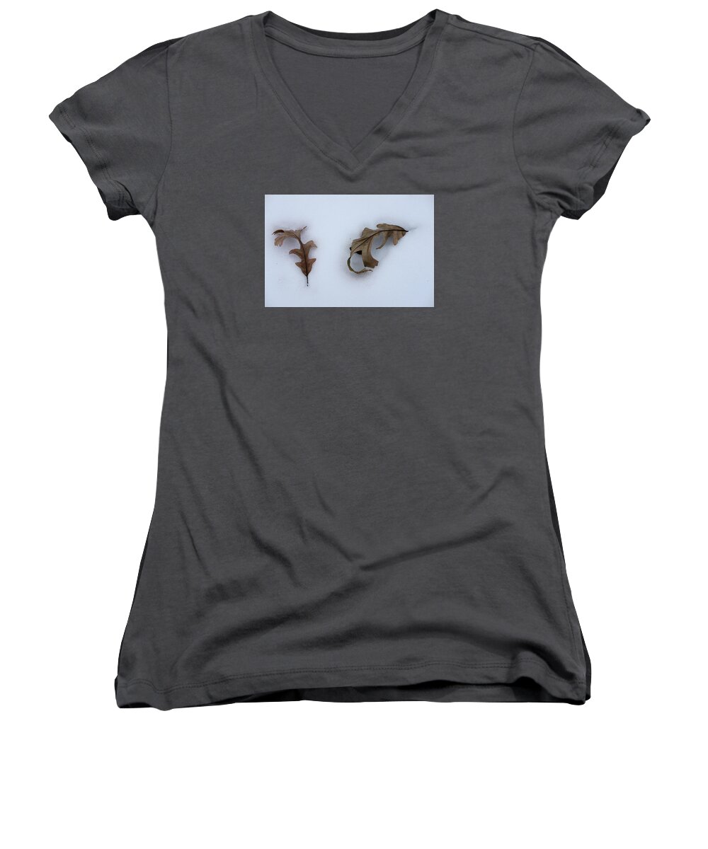 Leaves Women's V-Neck featuring the photograph Oak Leaves by Monte Stevens