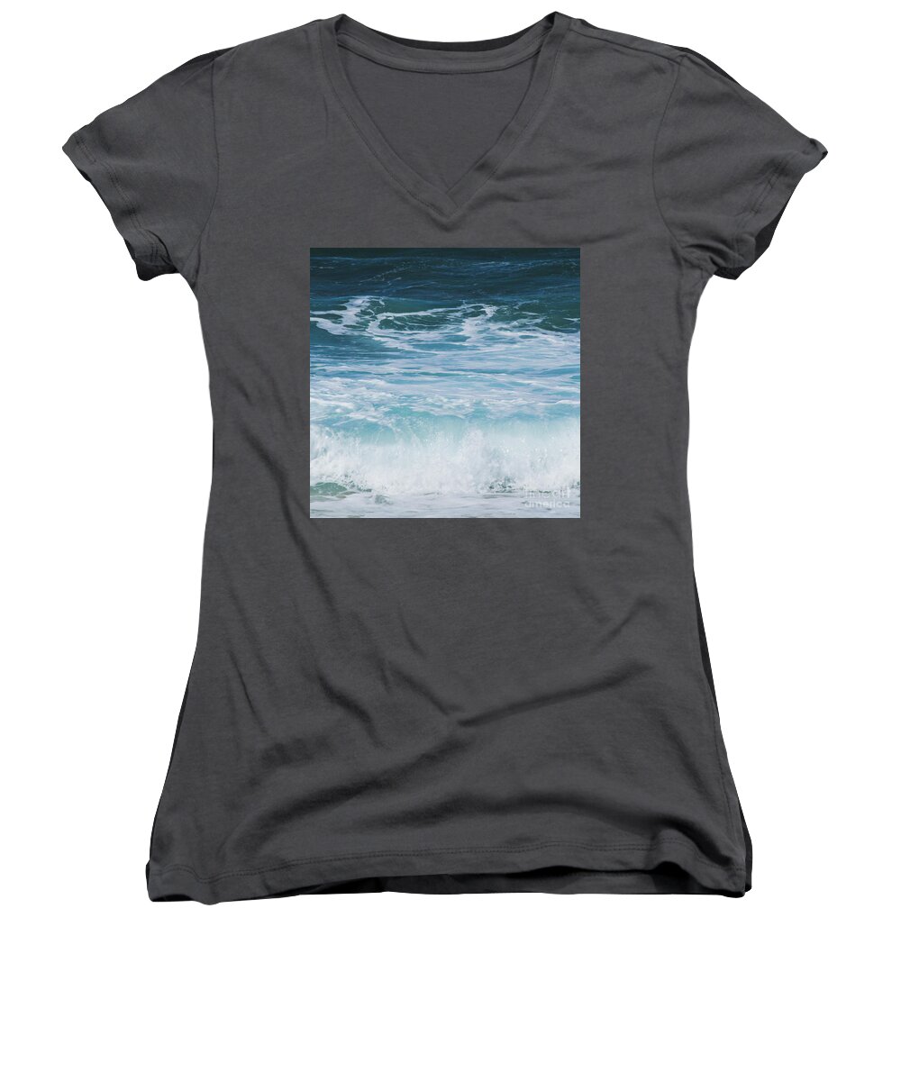 Beach Women's V-Neck featuring the photograph Ocean waves from the depths of the stars by Sharon Mau