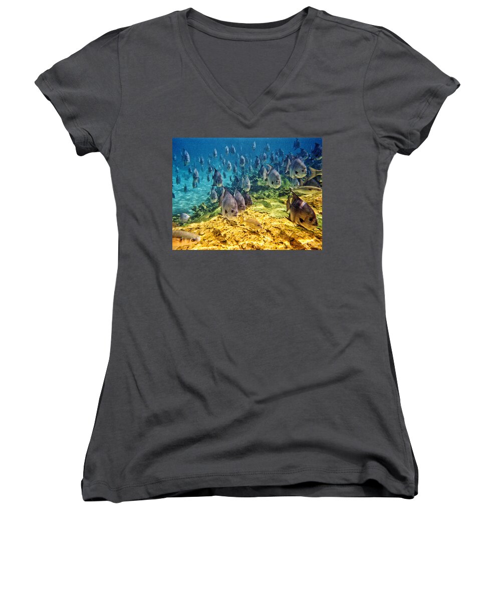 Fish Women's V-Neck featuring the photograph Oceans Below by Mark Madere