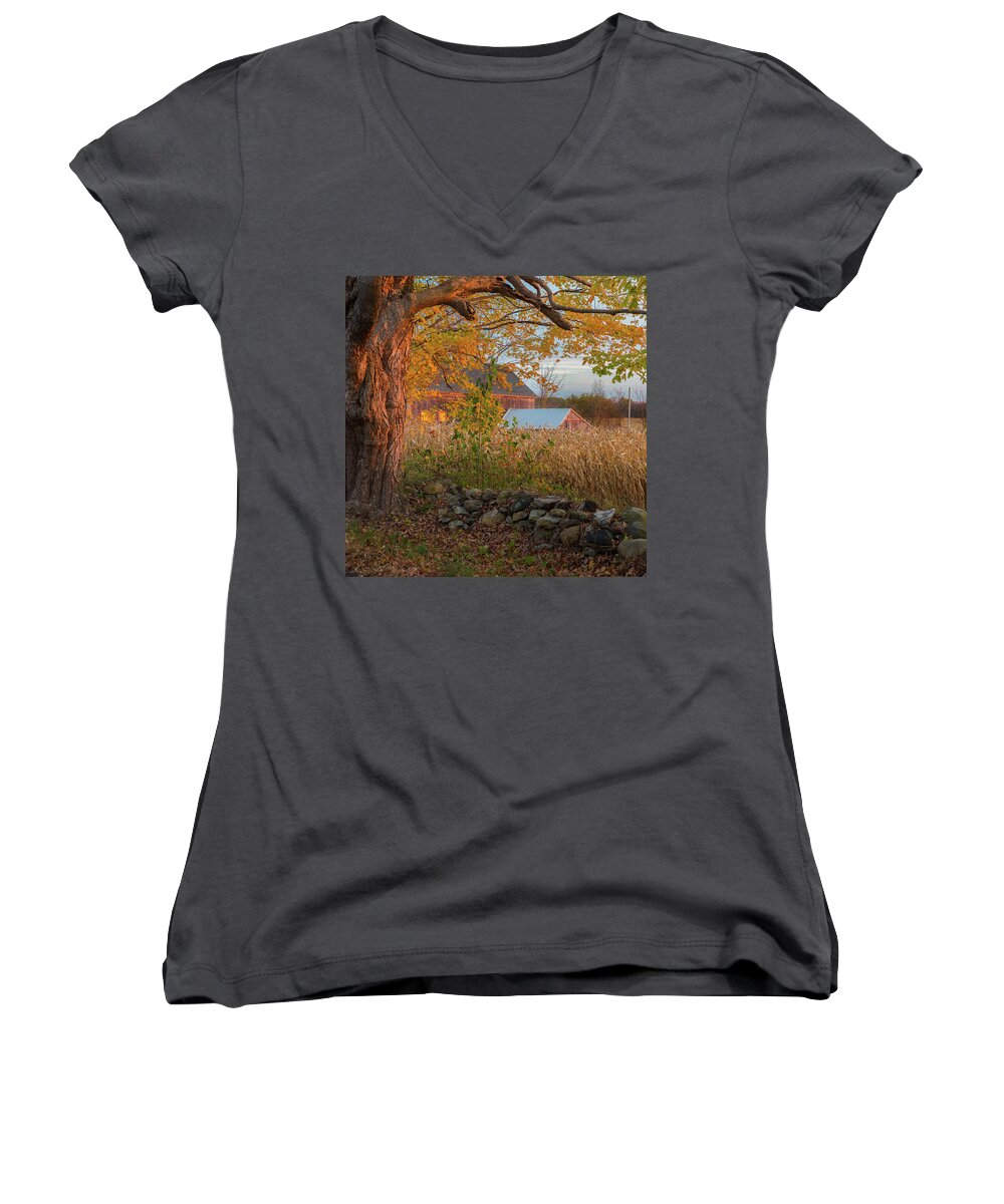 October Women's V-Neck featuring the photograph October Morning 2016 Square by Bill Wakeley