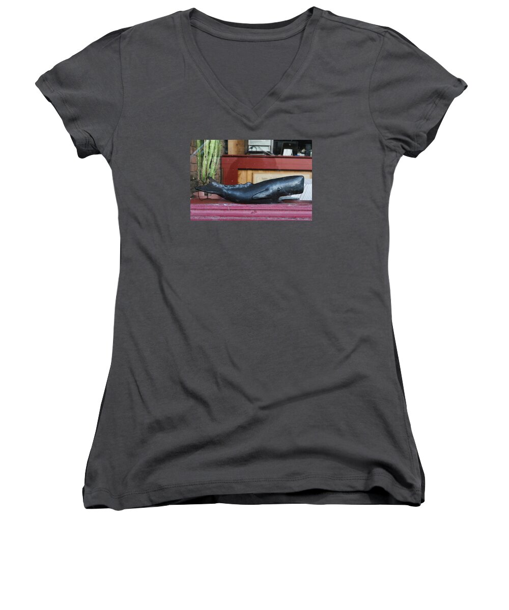 Sperm Whale Women's V-Neck featuring the photograph Office Whale by David Ralph Johnson