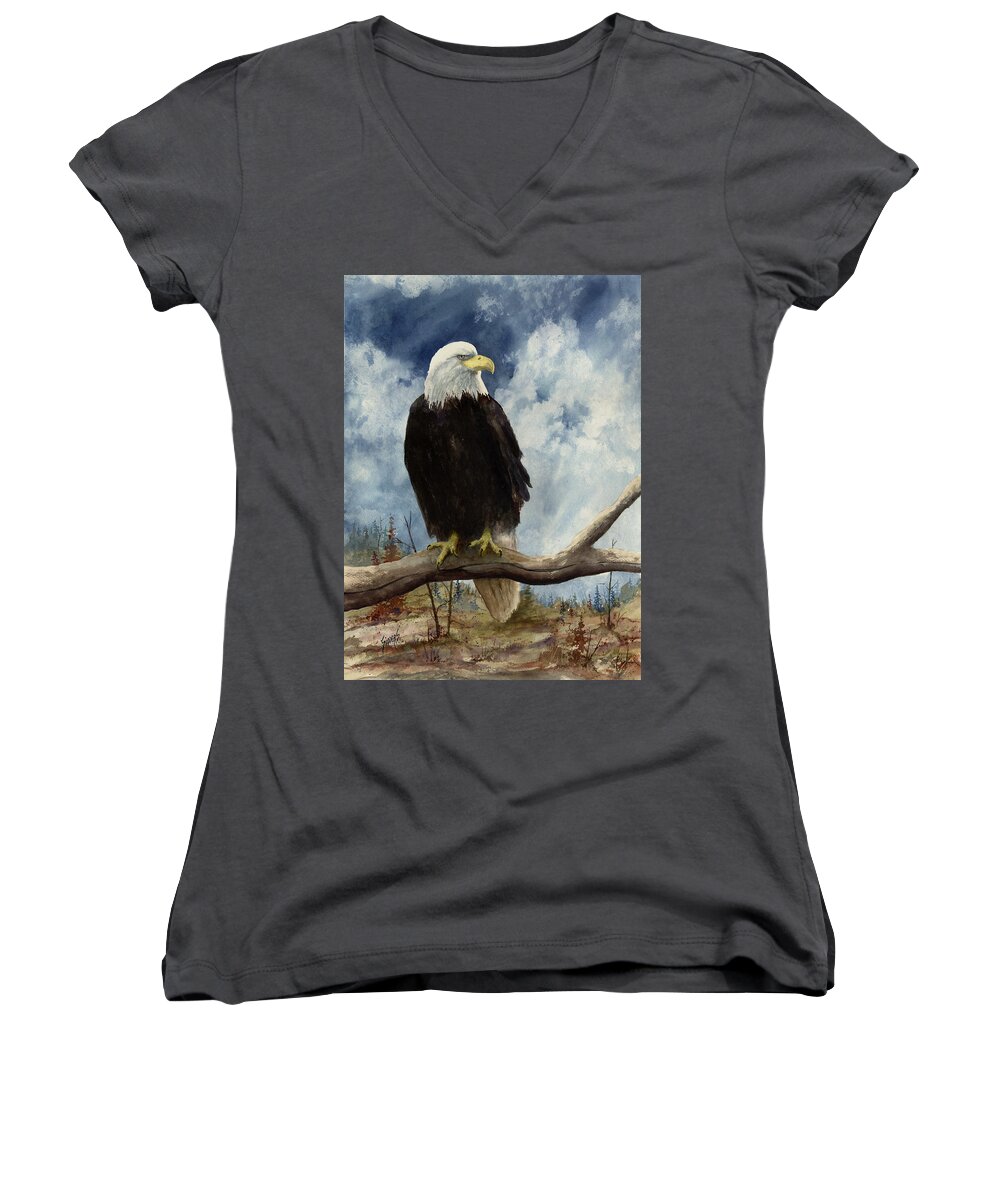 Lbald Women's V-Neck featuring the painting Old Baldy by Sam Sidders