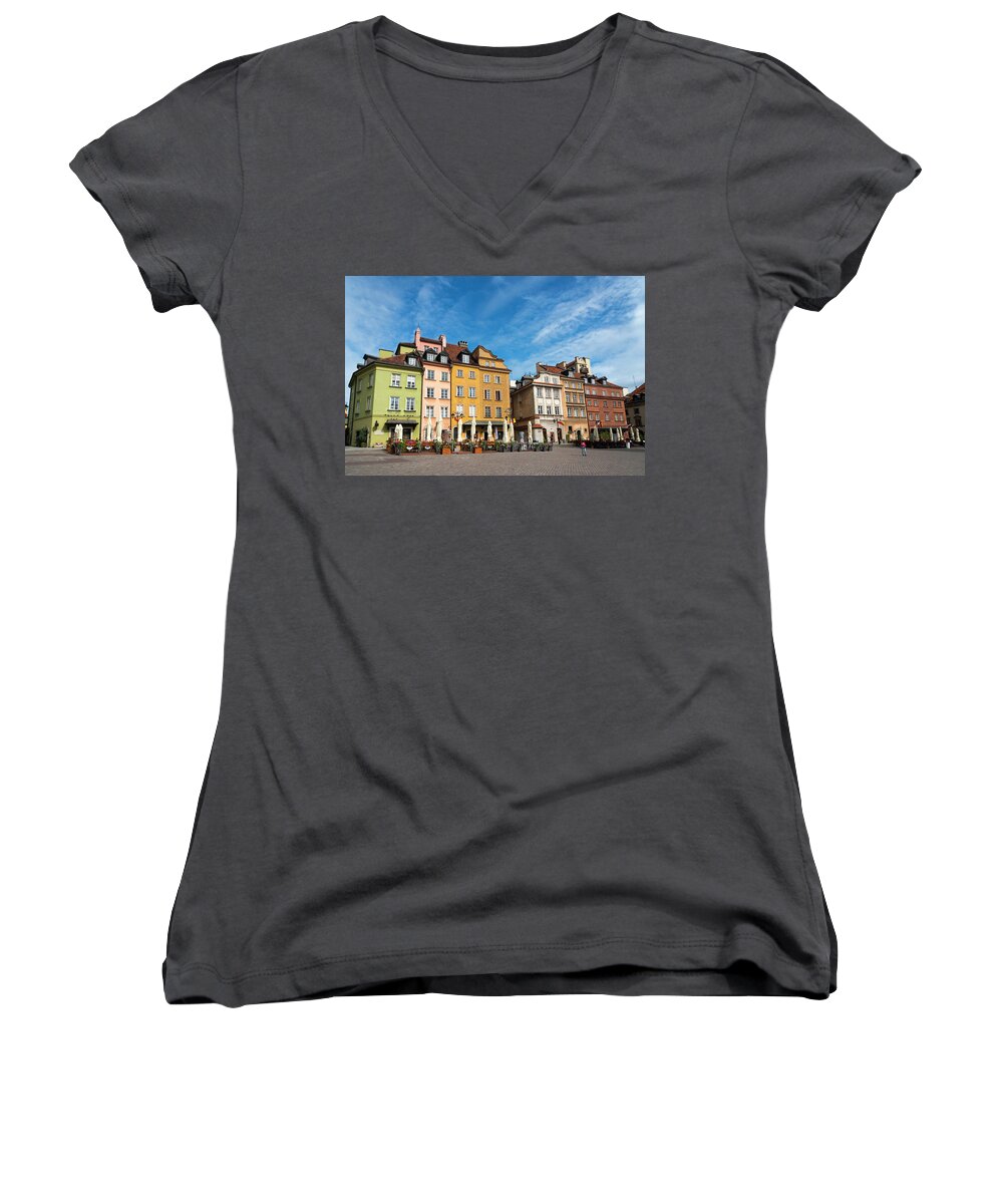 Old Town Women's V-Neck featuring the photograph Old Town Warsaw by Chevy Fleet