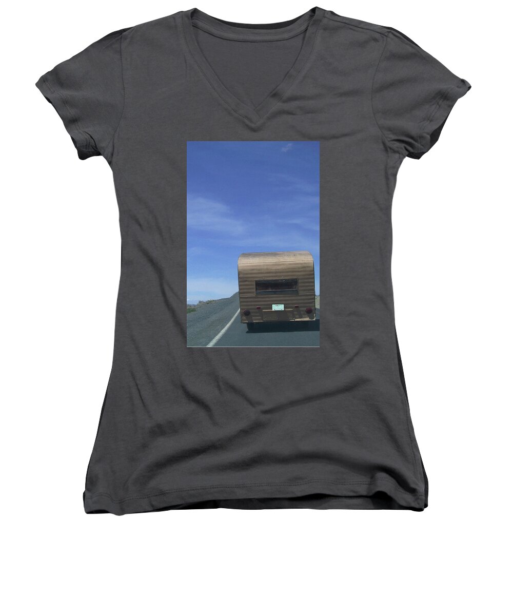 Travel Women's V-Neck featuring the photograph Old Trailer by Frank DiMarco