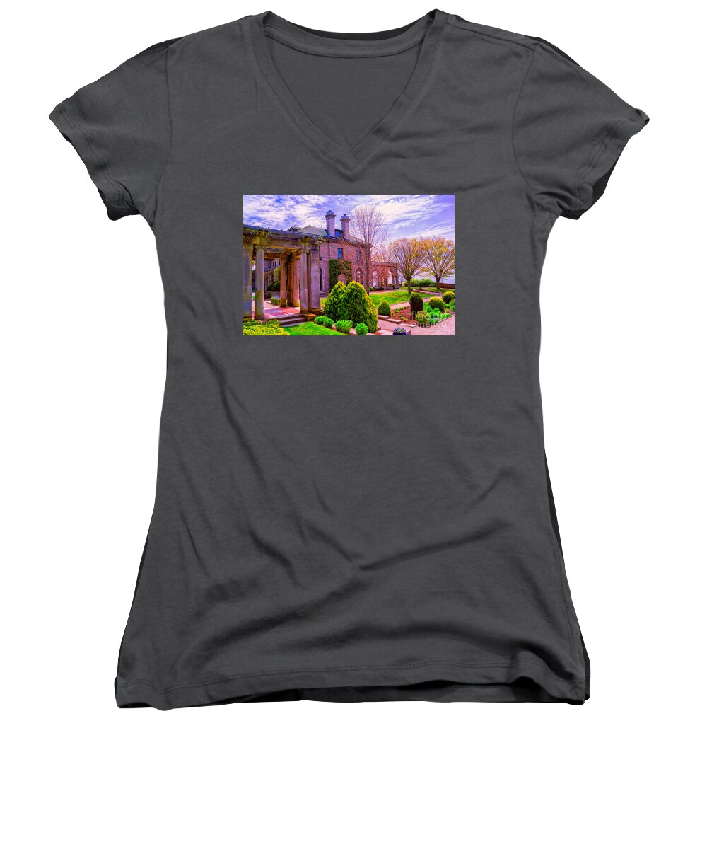 Architecture Women's V-Neck featuring the photograph On The Grounds - Color by Joe Geraci