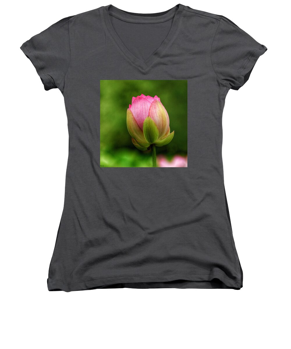 Bees Women's V-Neck featuring the photograph One Bloom by Kathi Isserman