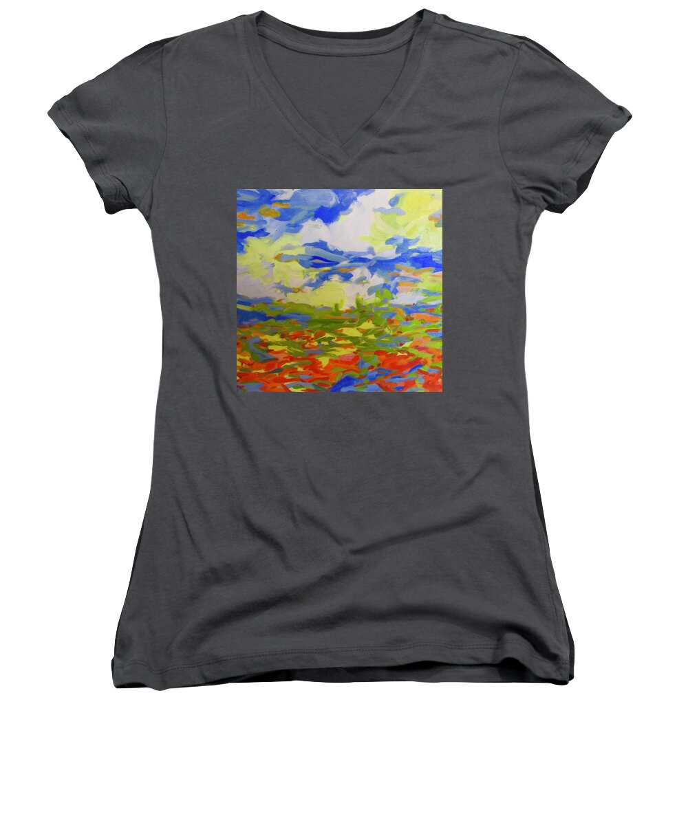 Abstract Women's V-Neck featuring the painting One Last Time by Steven Miller