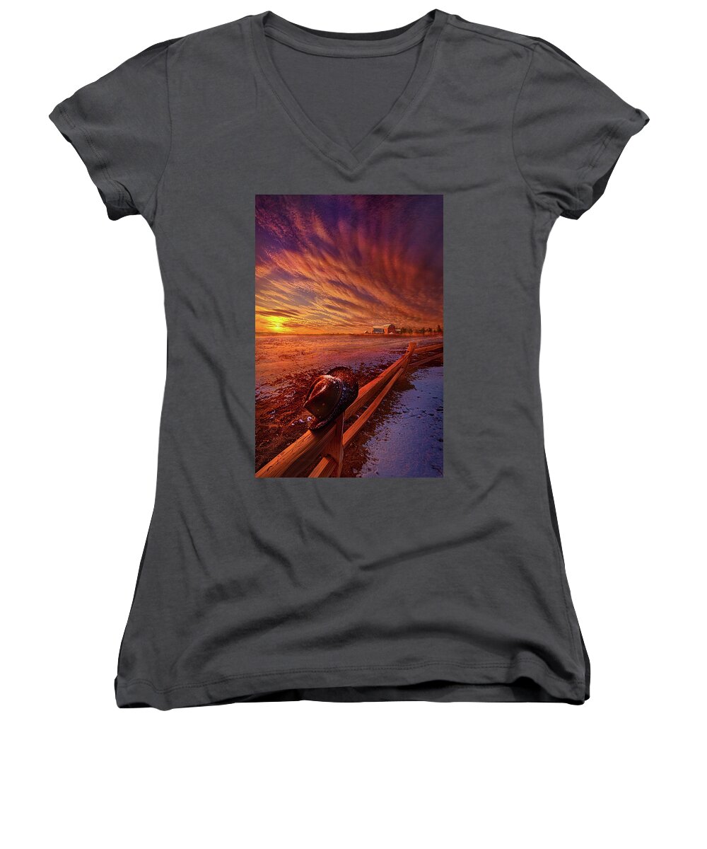 Mood Women's V-Neck featuring the photograph Only This Moment In Between Before And After by Phil Koch