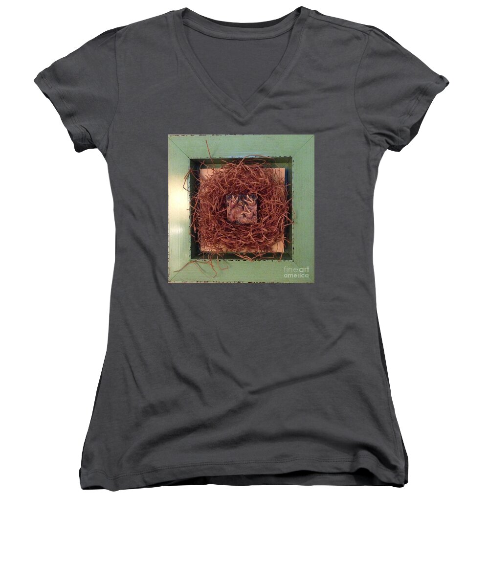 Birds Women's V-Neck featuring the painting Open Wide by M J Venrick