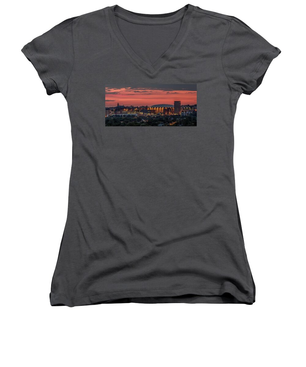 Carrier Dome Women's V-Neck featuring the photograph Orange Nation by Everet Regal