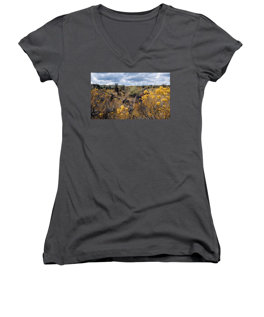 Oregon Women's V-Neck featuring the photograph Oregon High Desert by Betty LaRue