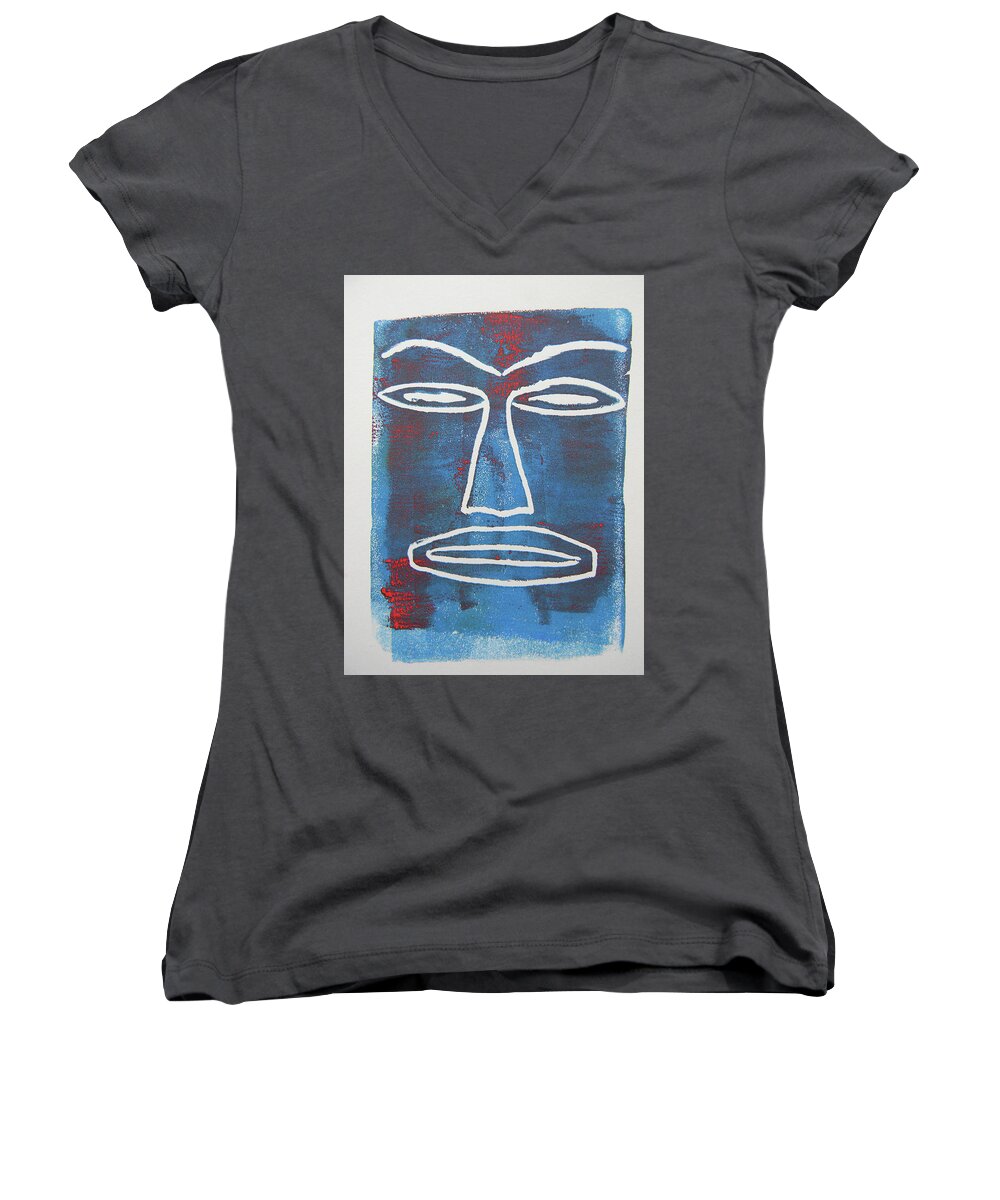 Prayer Women's V-Neck featuring the painting Our Father by Marwan George Khoury