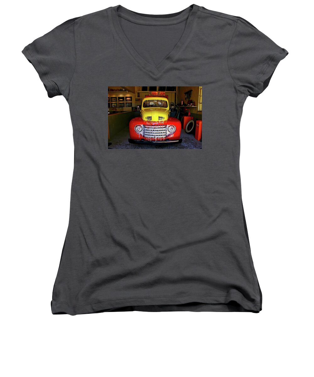 Truck Women's V-Neck featuring the photograph Overpainted 1950 Ford Pickup by Richard Gregurich