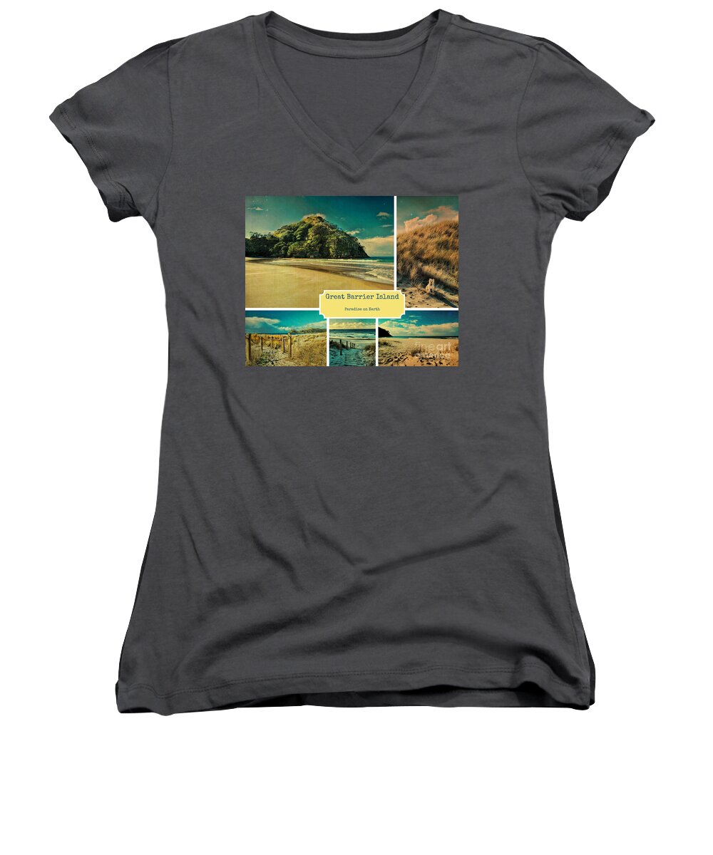 New Zealand Women's V-Neck featuring the photograph Paradise at the Barrier by Karen Lewis