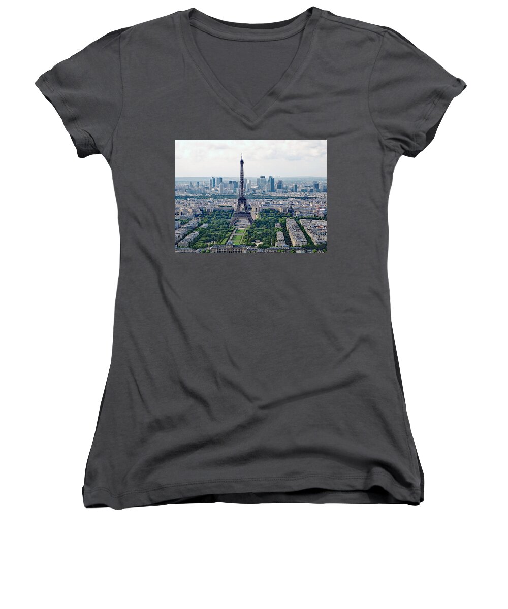 France Women's V-Neck featuring the photograph Paris France by T Guy Spencer