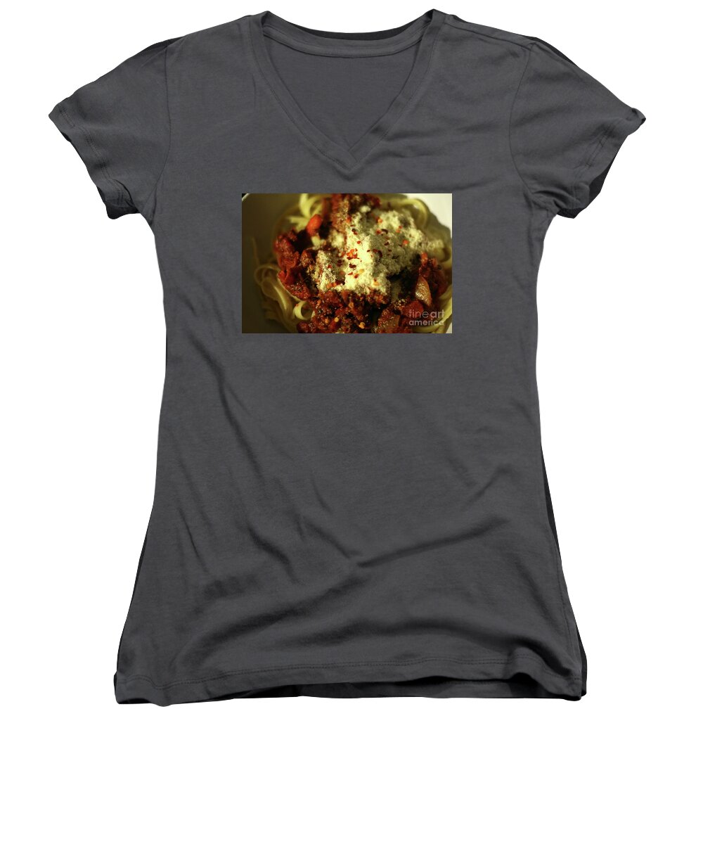 Food Women's V-Neck featuring the photograph Pasta by Joseph A Langley