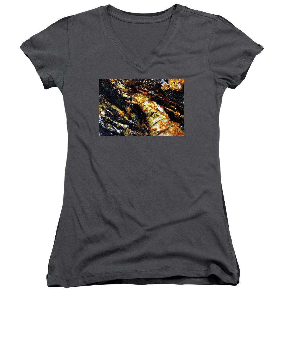 Abstract Women's V-Neck featuring the photograph Patterns in Stone - 190 by Paul W Faust - Impressions of Light
