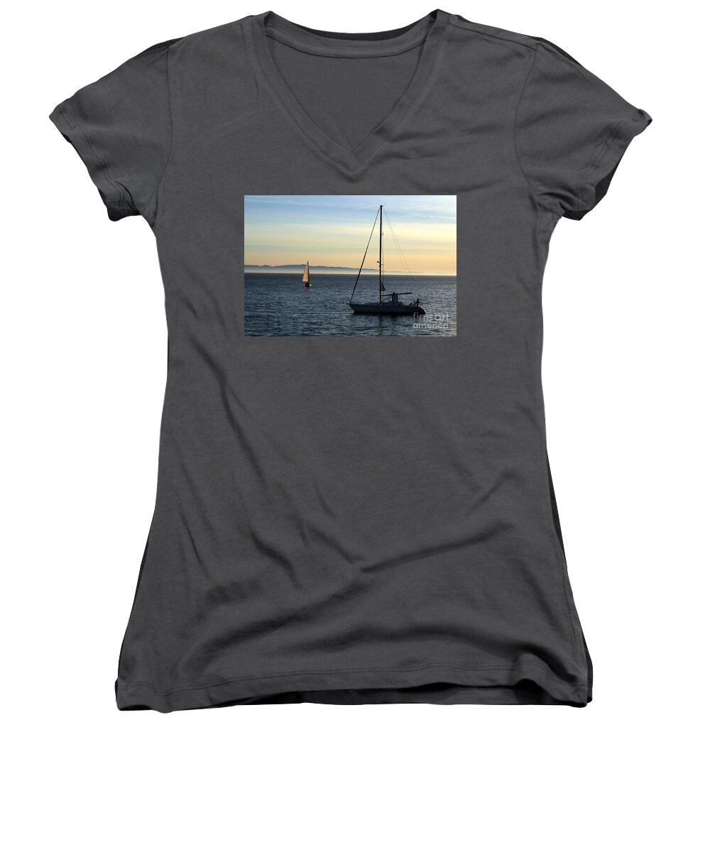Clay Women's V-Neck featuring the photograph Peaceful Day In Santa Barbara by Clayton Bruster