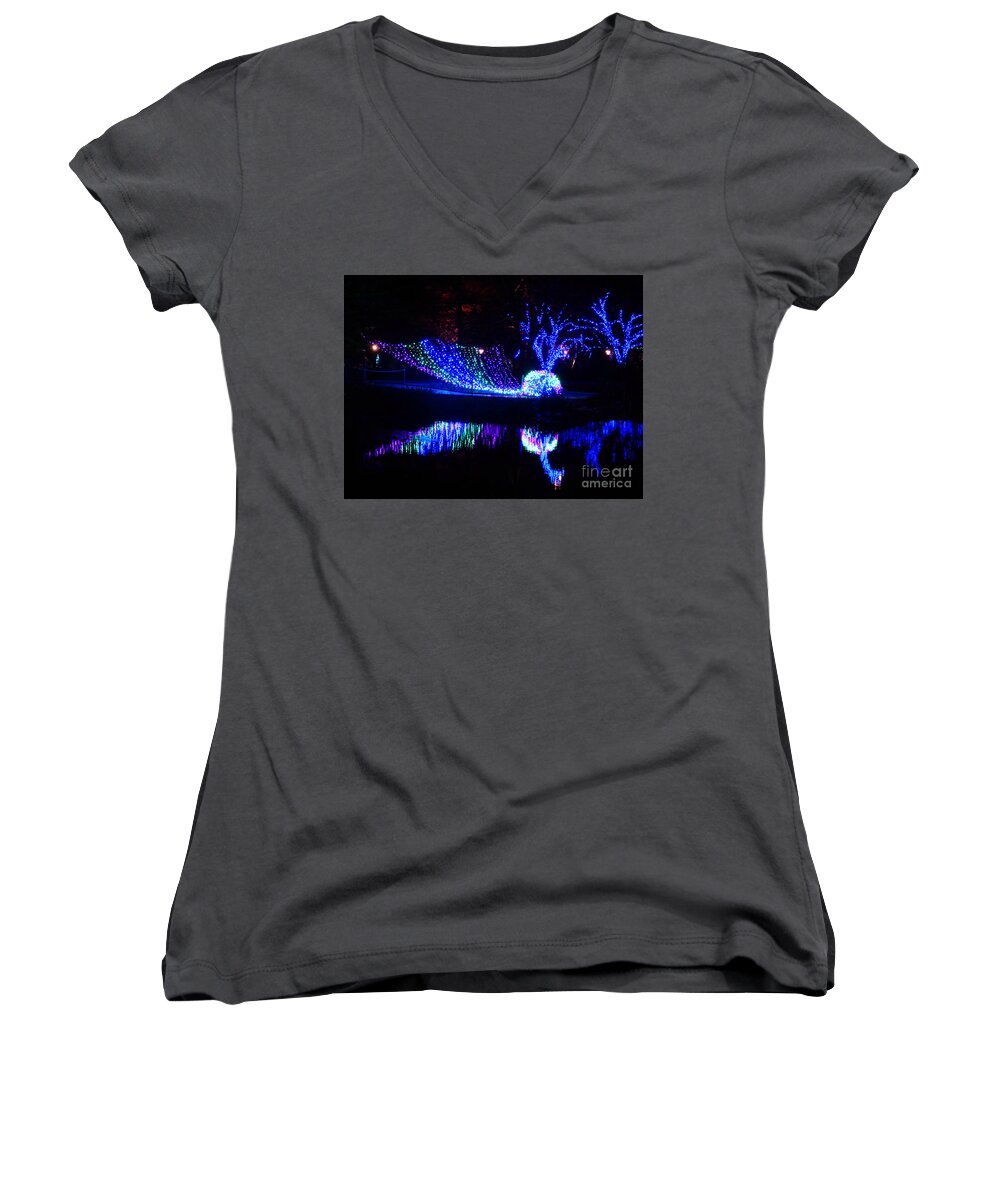 Peacock Women's V-Neck featuring the photograph Peacock by Jean Wright