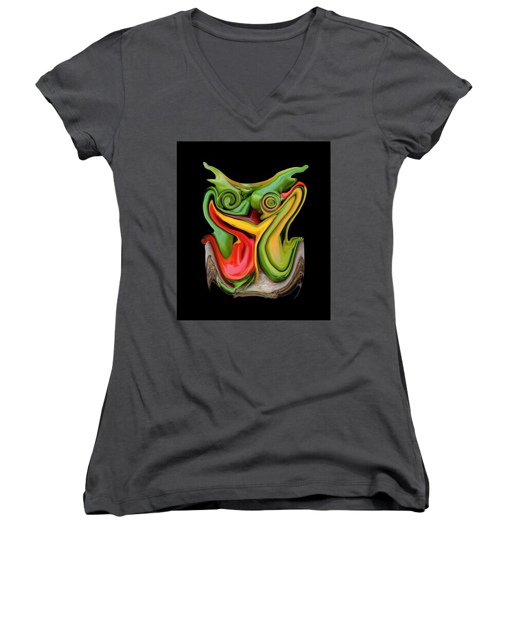 Abstract Women's V-Neck featuring the photograph Pepper Strigiform by Robert Woodward