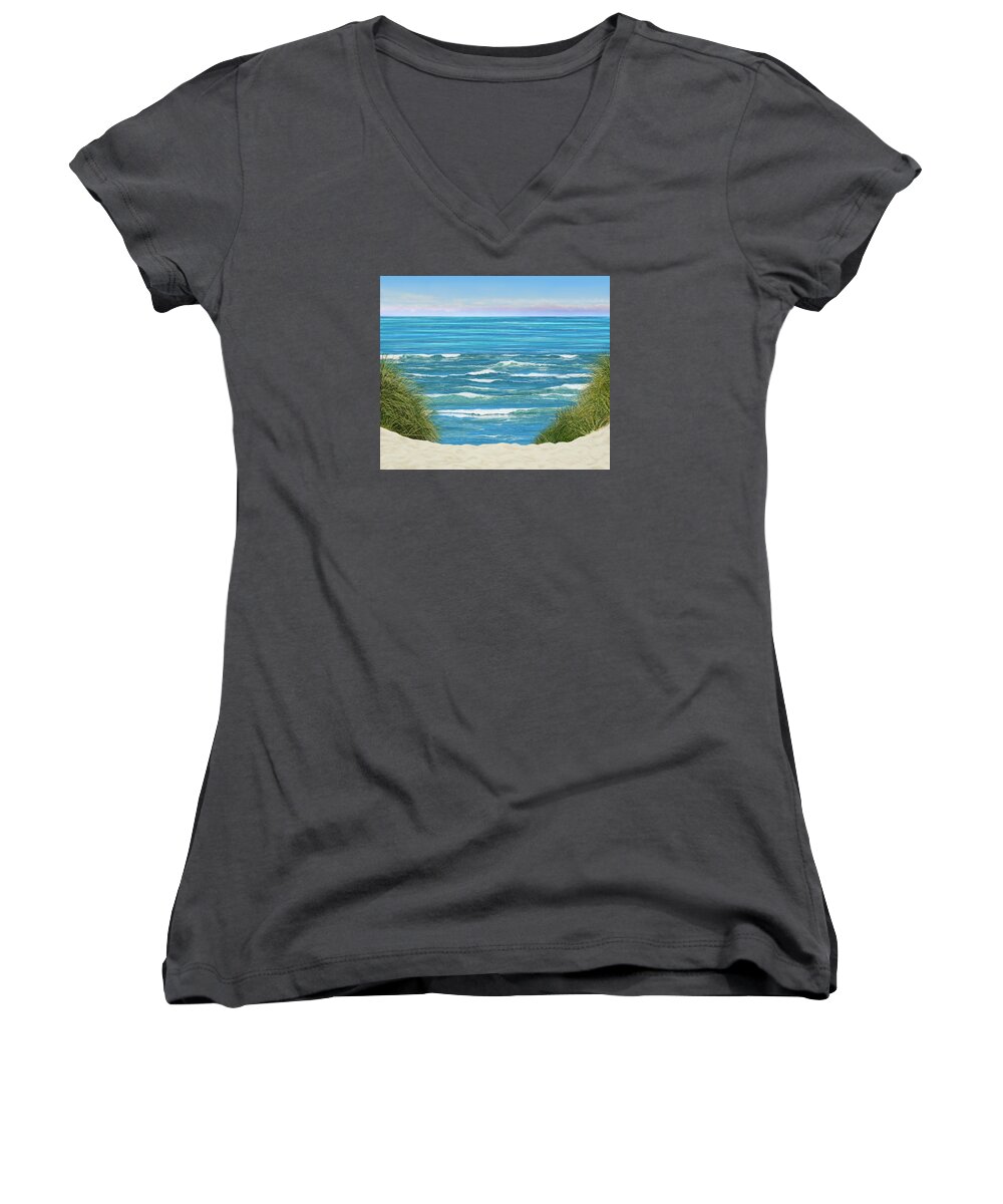Adria Trail Women's V-Neck featuring the photograph Perfect Seas by Adria Trail