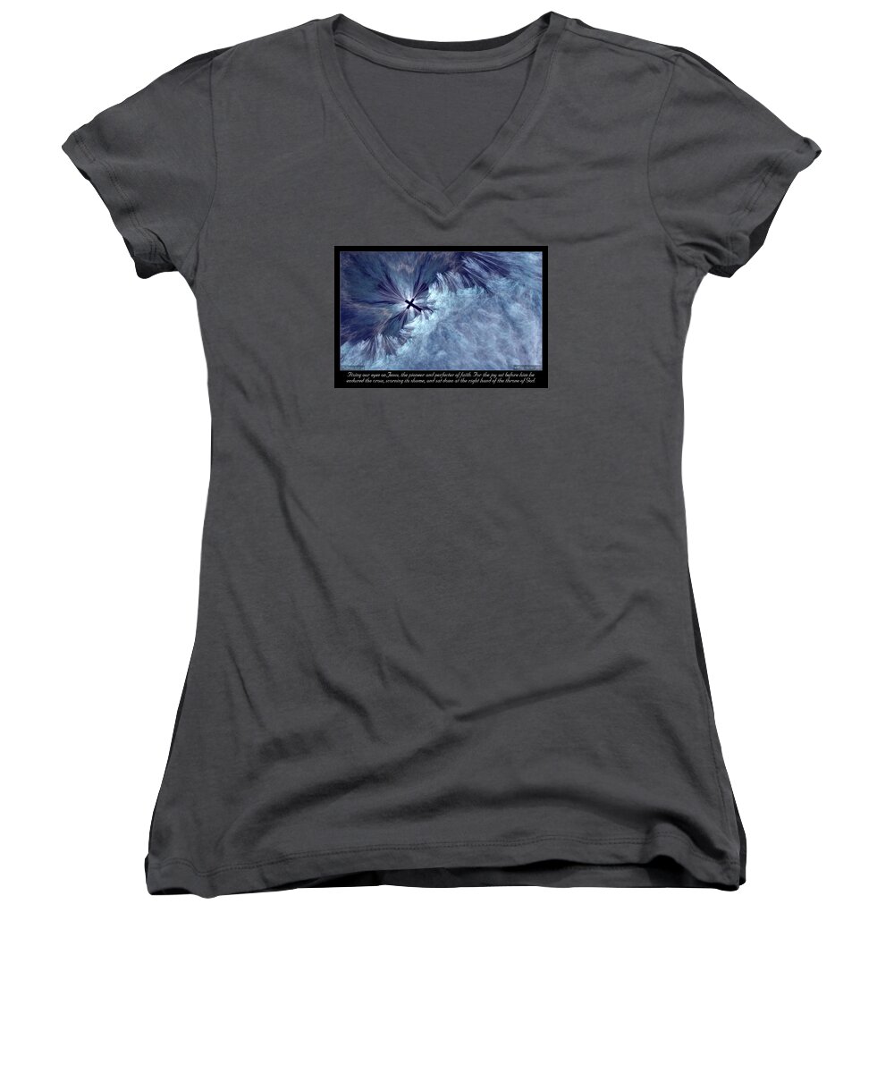 Fixing Our Eyes On Jesus Women's V-Neck featuring the digital art Perfecter of Faith by Missy Gainer