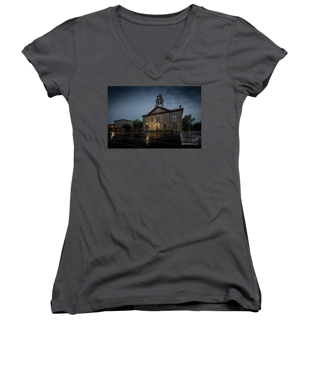 Canada Women's V-Neck featuring the photograph Perth Town Hall by Roger Monahan
