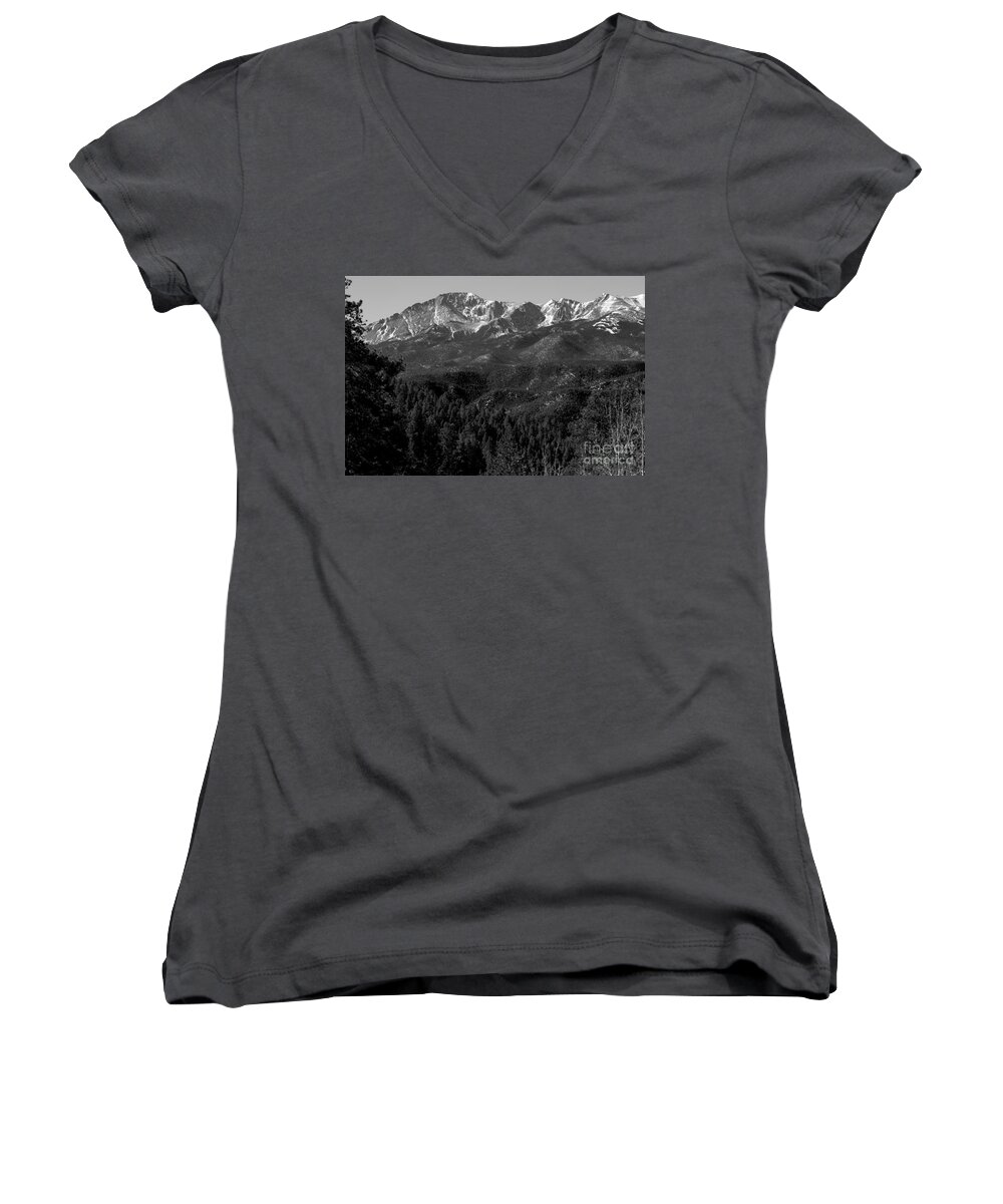Bald Mountain Women's V-Neck featuring the photograph Pikes Peak Spring by Steven Krull