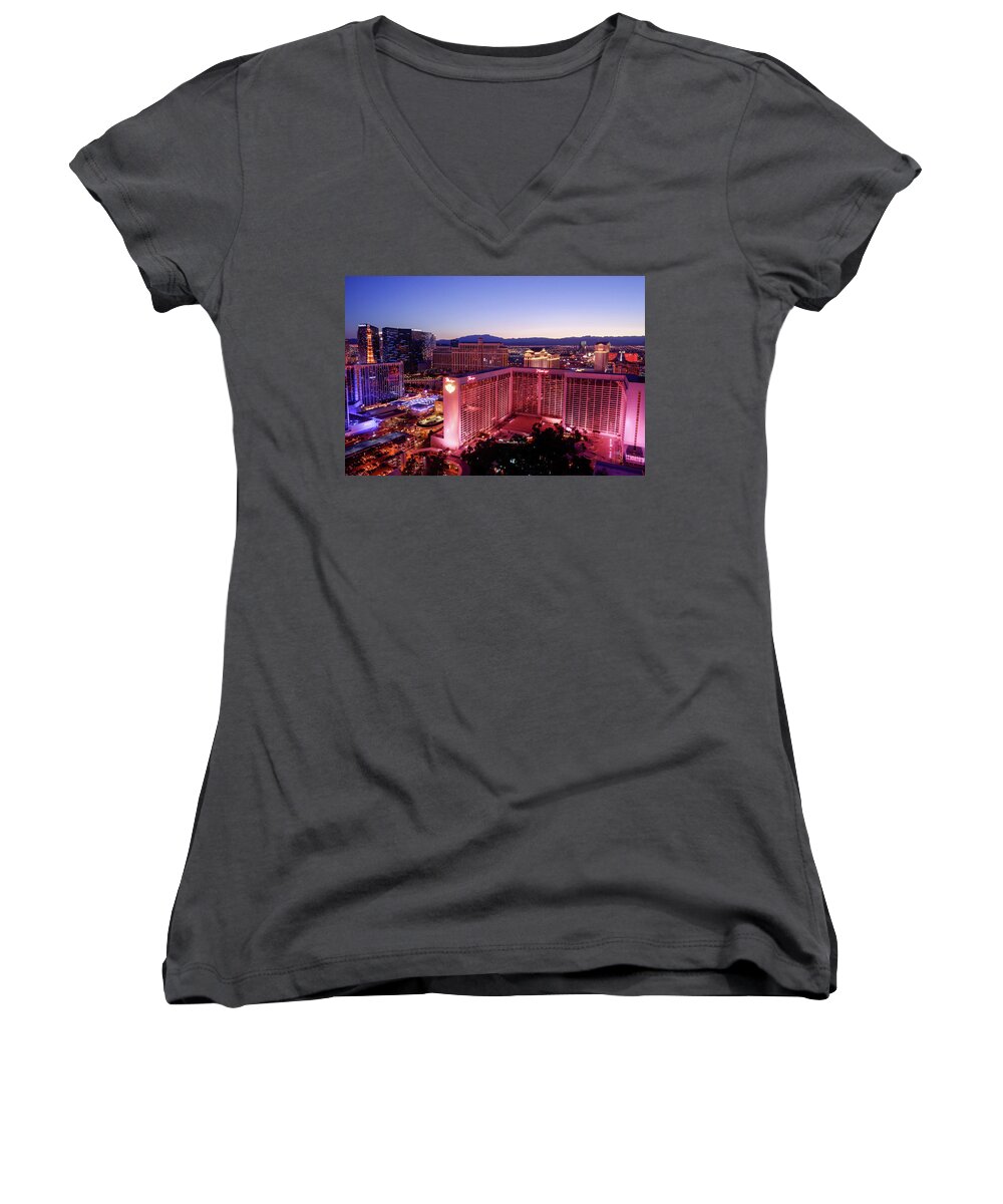  Women's V-Neck featuring the photograph Pink Flamingo by Carl Wilkerson