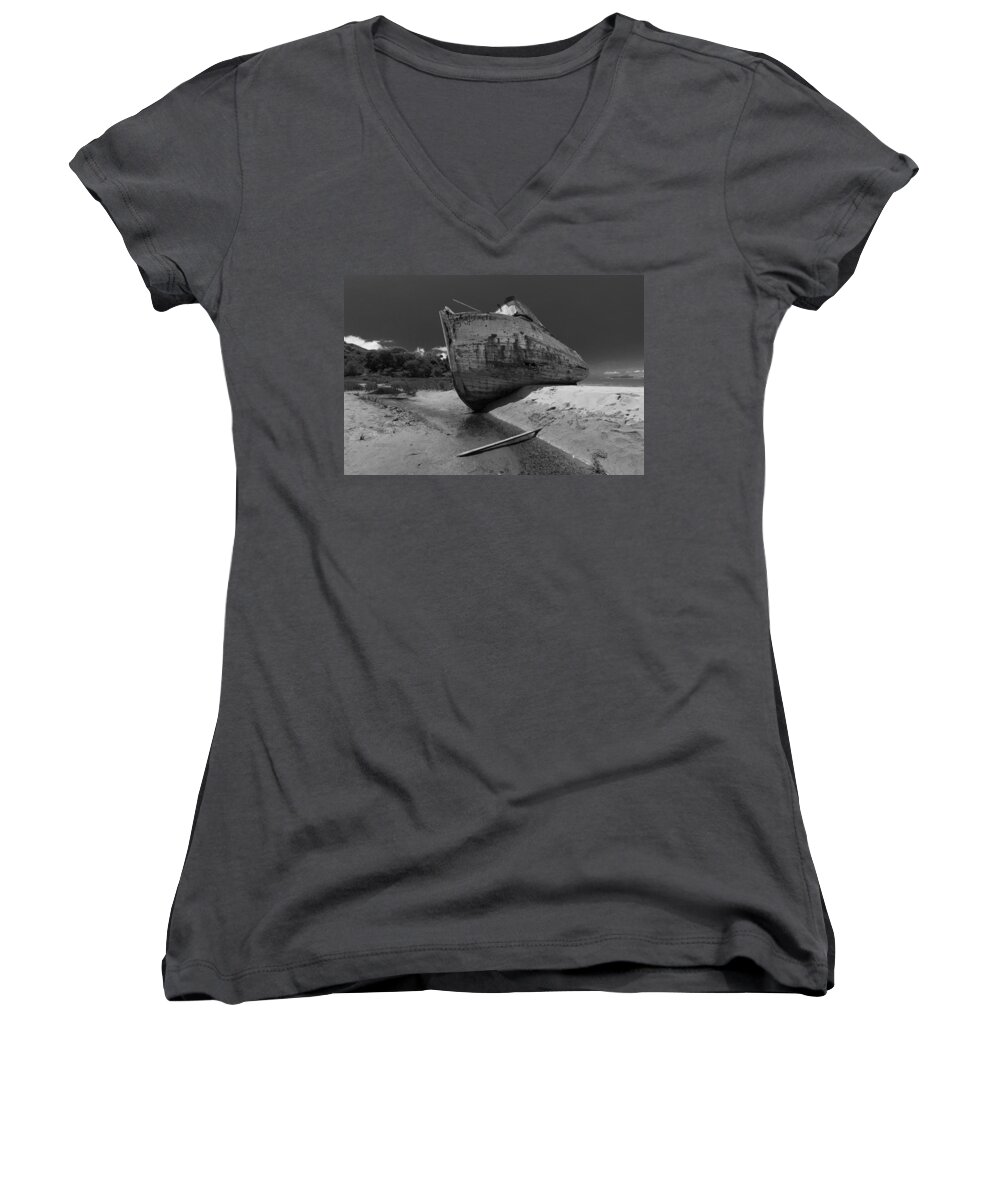 California Women's V-Neck featuring the photograph Point Reyes Boat by Alexander Fedin