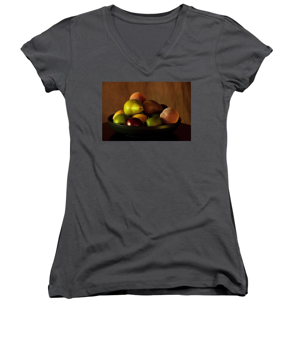 Fruit Bowl Women's V-Neck featuring the photograph Precious Fruit Bowl by Sherry Hallemeier
