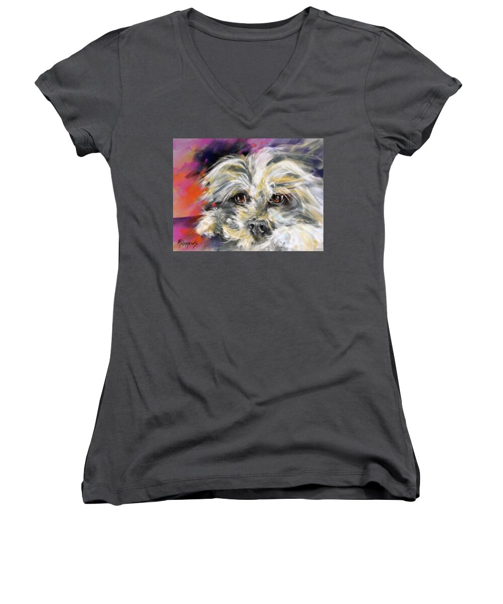Animal Women's V-Neck featuring the painting 'Precious' by Rae Andrews