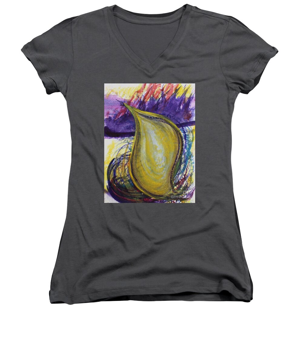 Primordial Yud Judaica Hebrew Letters Jewish Women's V-Neck featuring the painting Primordial Yud by Hebrewletters SL